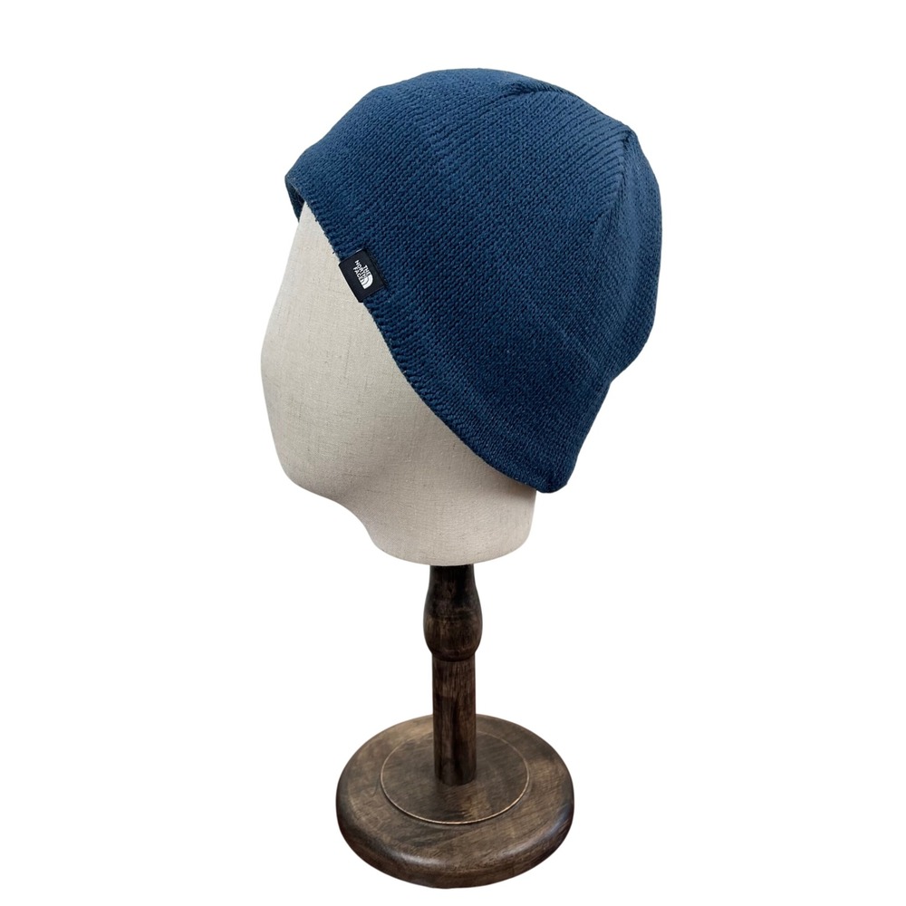 The North Face Bones Beanie Blue Knit Fleece Lined Unisex Hat Embroidered OS